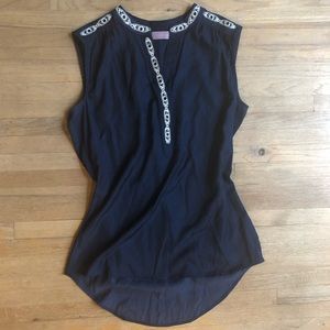 Harper Embroidered and Embellished Henley Blouse